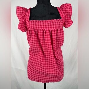 TEMU Plaid Square Neck Plus Size Blouse